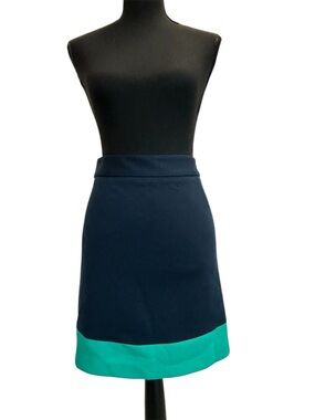 Laundry by Shelli Segal Colorblock Navy Teal A-Line mini pencil Skirt Sz 8 NWT